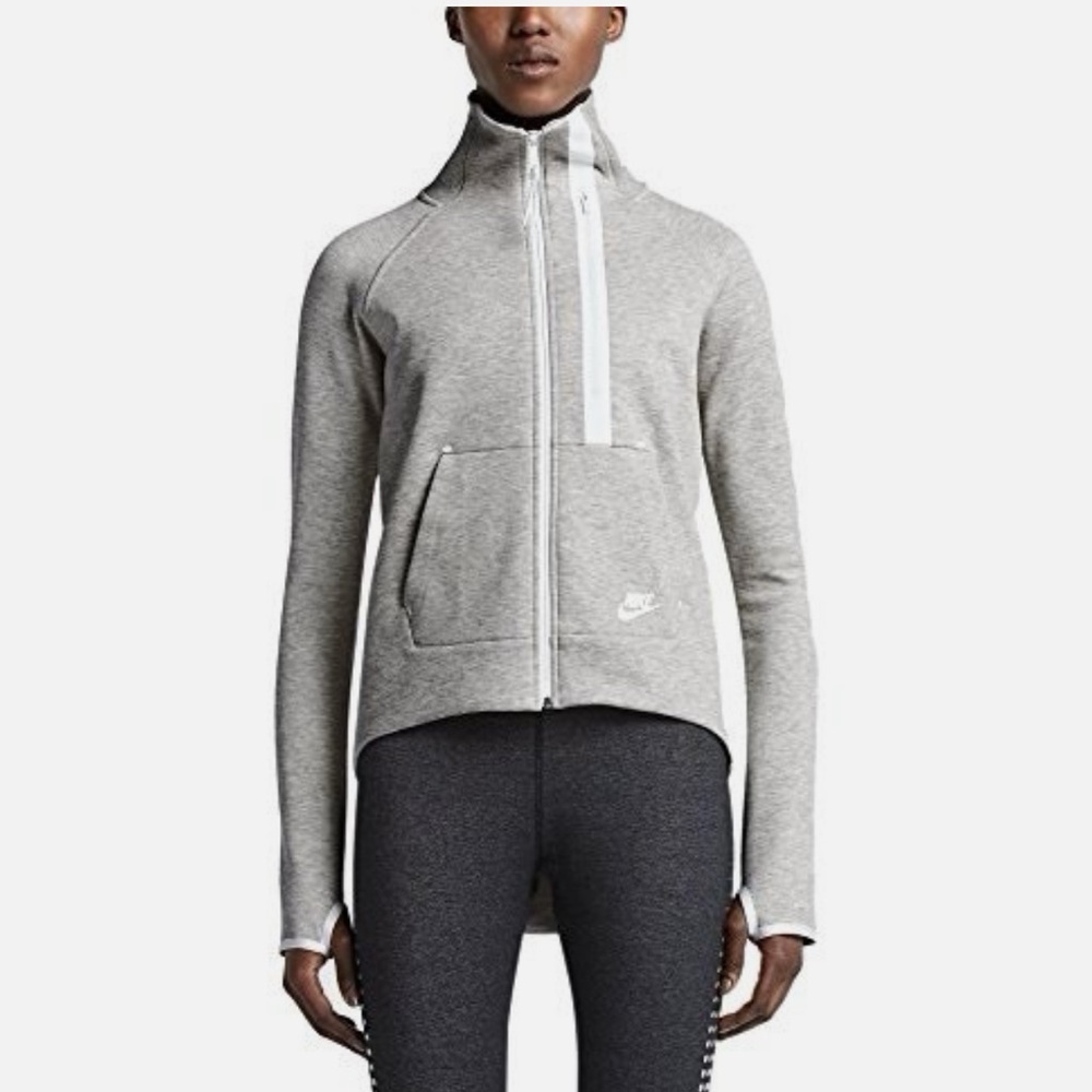 Nike‎ Tech Fleece Moto Women's Cape Jacket Light Gray Size XL Full Zip